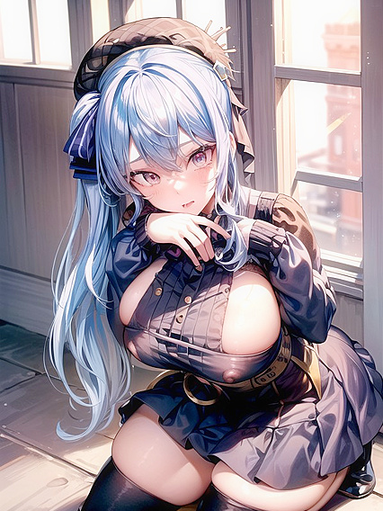 Horny Beret-Wearing Babe Enjoys Mind-Blowing Breast Expansion Hentai Action