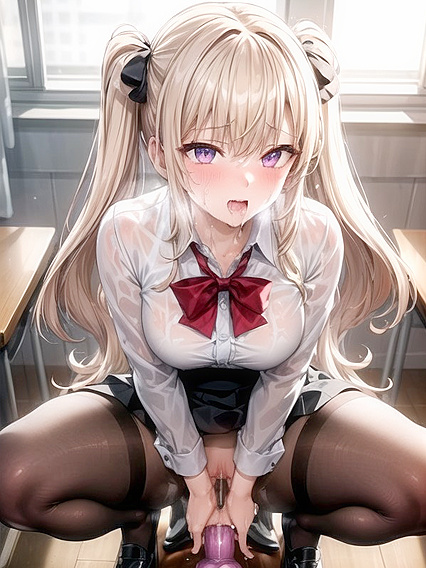 Large-Busted Girl 18+ with Pigtails and Purple Eyes Gets Wild in hentai AI Action