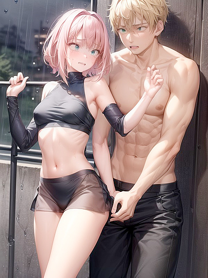 Blonde Haired Beauty Grabbed from Behind at the Lake in Steamy Hentai Action