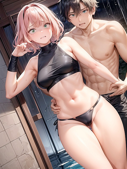 Pink-Eyed Beauty Spreads Her Arms Wide by the Lake for Hot Hentai Action