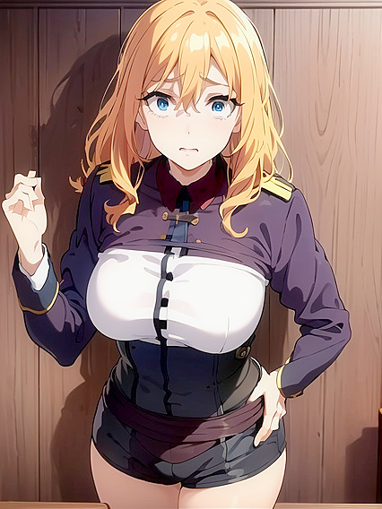 Detailed Thick Waisted Girl 18+ Leaning Forward in Hentai Action