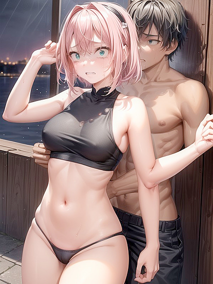 Sweaty 18-Year-Old in Sport Bra for Intense Hentai Pleasure