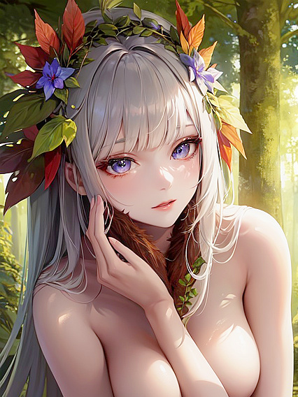 Nude Forest Spirit in Intimate Close-Up Hentai Scenes