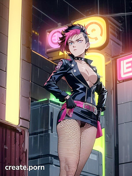 Person With Mohawk Stares Intently at Viewer in Steamy Hentai Scene