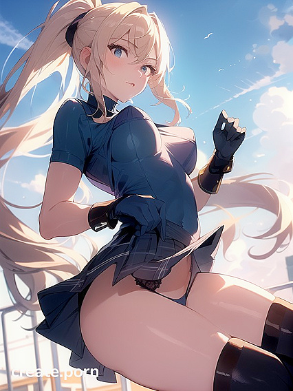 Leaning Forward with Her Horny Bottom Up for hentai Pleasure