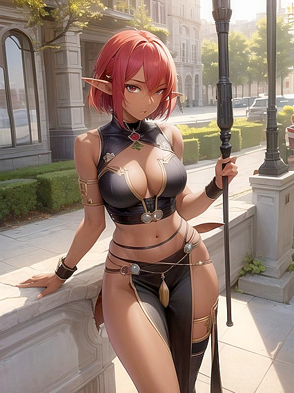 City hentai adventure with short-haired elf-eared beauty