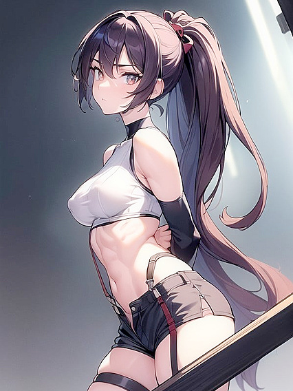 Multiple Waists Shots with Shaved Pussies and Covered Nipples in Anime Hentai Action