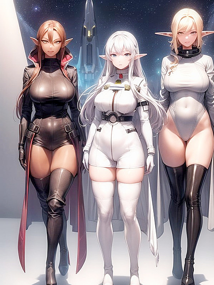 Thigh-High Booted Elf With Pointy Ears in Sci-Fi Hentai Action