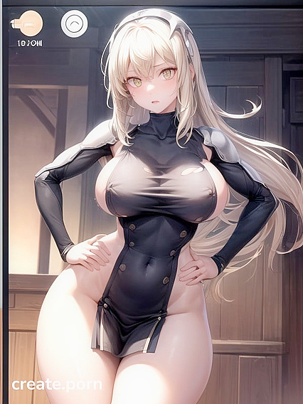 Leaning Forward Thick Chick in Front View Hentai Action
