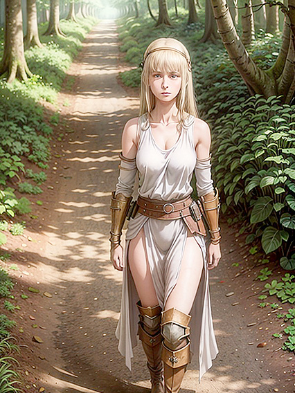 Medieval Warrior in Armor Gloves Exploring Erotic Forest Fantasies