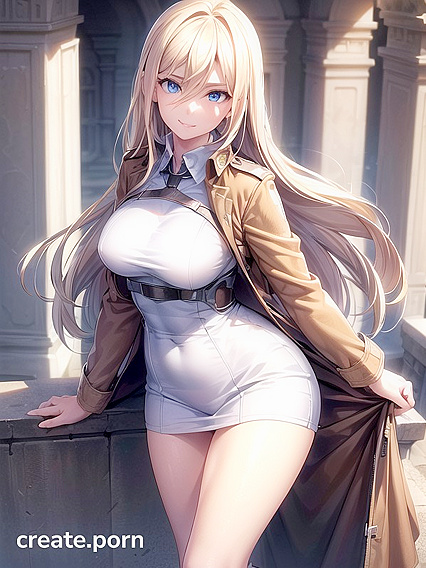 Blonde Babe Seductively Poses with Hands on Hips in Steamy Hentai Action