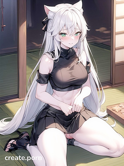 White-Haired Babe with a Massive Ass Rides the Tatami Floor in Steamy Hentai Action