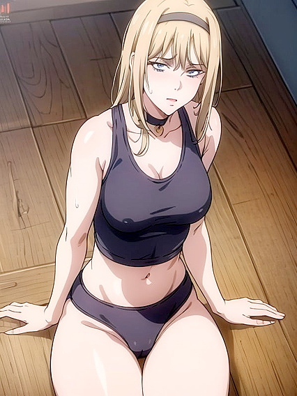 Blacked Logo Sport Bra Tempts in Seductive 18+ Hentai Action