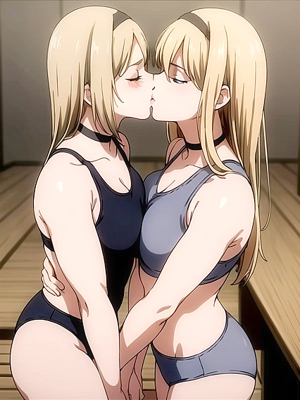 Two Girl 18+s in Blacked Logo Sports Bras Exploring Intense Hentai Desires