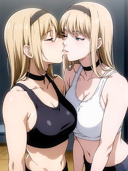 Blushingly Mischievous Girl 18+ in Choker and Sports Bra for Steamy Hentai Fun
