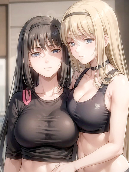 Blacked Logo Sports Bra and Sporty Shorts Turn Her On in Steamy Hentai Action