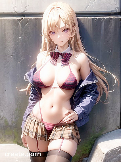 18-Year-Old in Off-Shoulder Bikini Dives into Sensual Hentai Pleasure