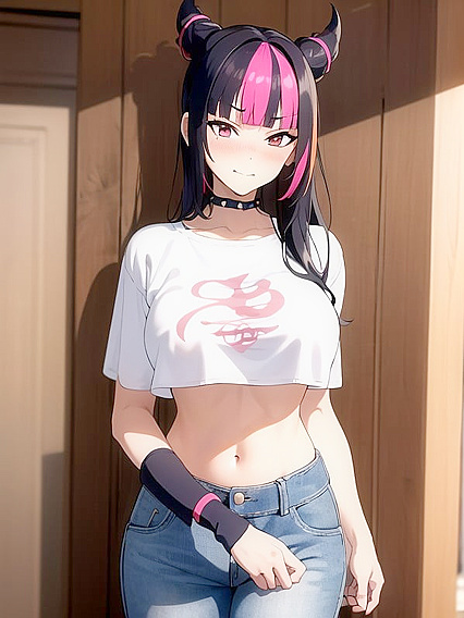 Mischievously Blushing Girl 18+ in Jeans Choked for Intense Hentai Pleasure