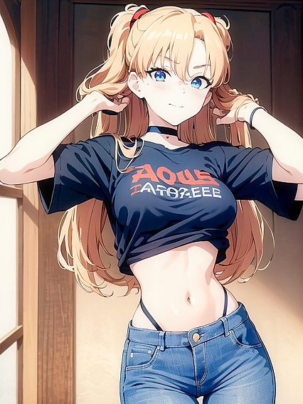 Asuka's Seductive Underboob in Tight Jeans for Steamy Hentai Pleasure