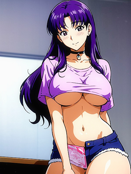 Misato from Evangelion Choked in Jeans for Intense Hentai Pleasure