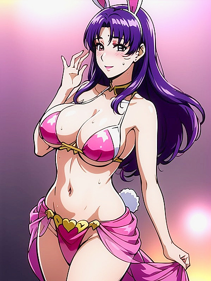 Mischievously Smiling Bimbo with Pink Makeup seduces in Hentai AI Action