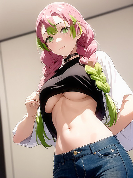 Teen 18+ Seductress in Oversized T-Shirt Teases with Underboob in Steamy Hentai Action