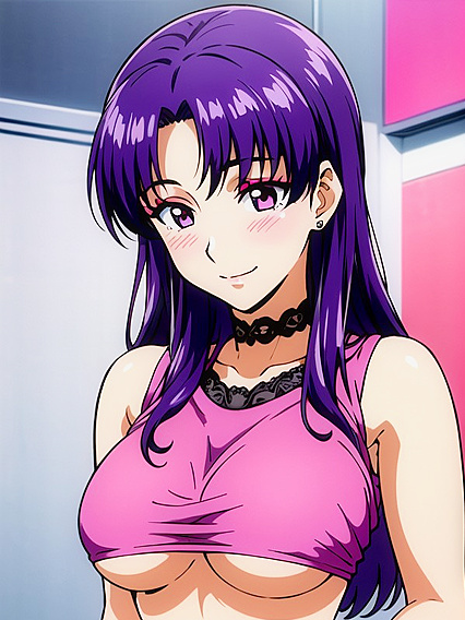 Mischievously Smiling Bimbo in Crop Top and Pink Makeup Tempts You in Hentai AI Action