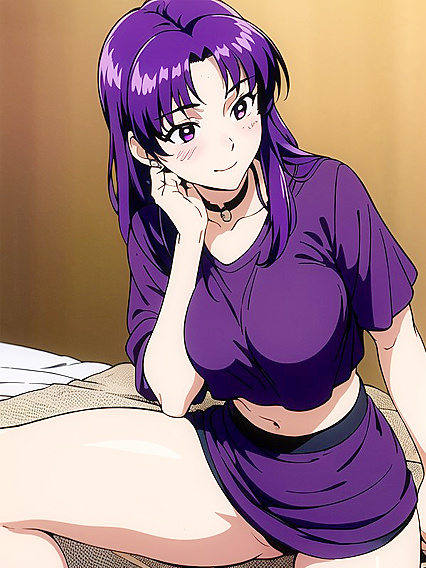 Misato from Evangelion Wears Choker and Crop Top for Steamy Hentai Scenes