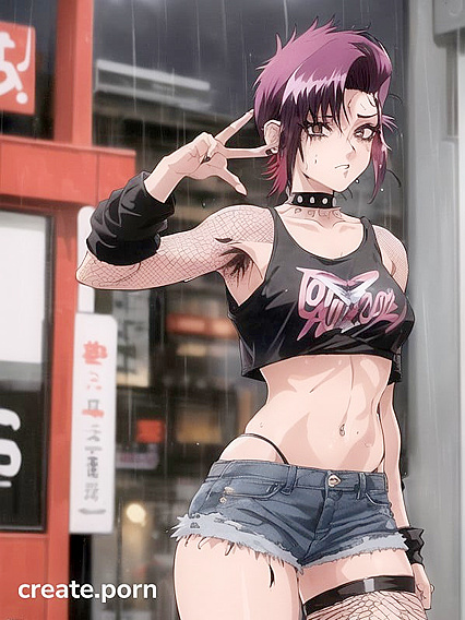 Retro Chick with Mohawk and Fingerless Gloves Nails It in Hentai Action