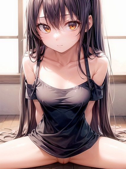 Dark-Haired Beauty Bares Her Shoulders in Seductive Hentai Action