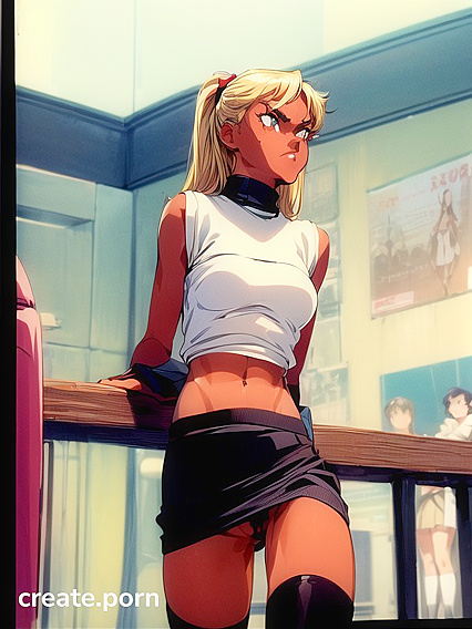 Black-Pubed Beauty with Peace Signs and Seductive Brown Eyes in hentai Action