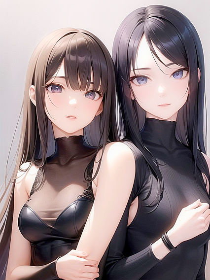 Dark-Haired Beauty with Bare Shoulders in Seductive Hentai Action