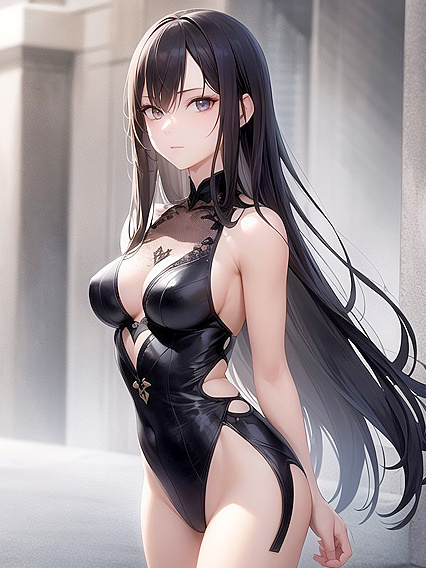 Dark-Haired Beauty with Bare Shoulders Seduces in Steamy Hentai Action