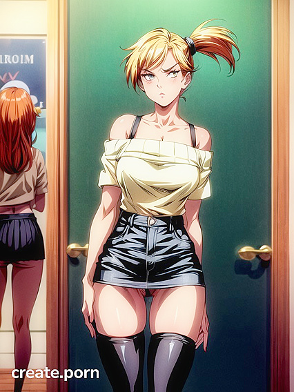 Smug Beauty with Brown Eyes and Black Pubic Hair in Seductive Hentai Action