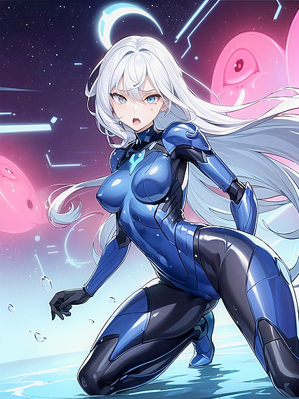Wet Hentai Action with Orange-Haired Beauty and Blue Mechanical Body