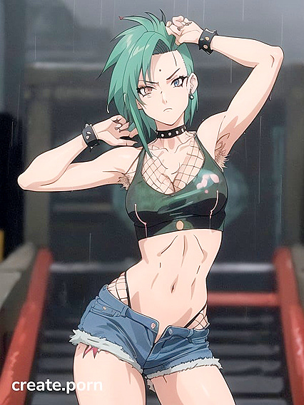 Mohawked Babe in Fingerless Gloves Gets Wild in Seductive Hentai Action