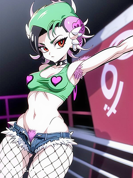 Retro Babe with Mohawk and Bush Gets Wild inVintage Hentai Action