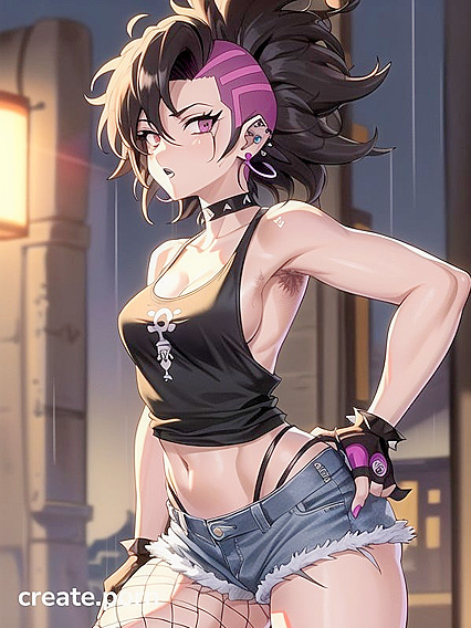 Mohawked Punk Chick in Fingerless Gloves Rocks Hardcore Hentai Action