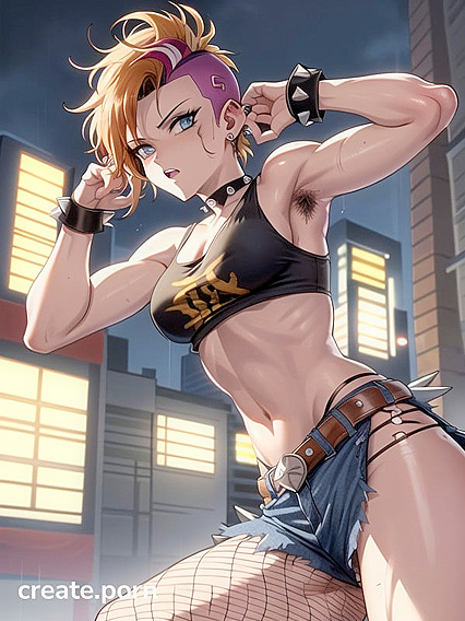 Mohawk Girl 18+ Gets naughty with Pubic and Armpit Hair in steamy Hentai Scene