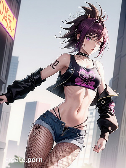 Horny Girl 18+ with Mohawk and Heavy Makeup Teased in hentai Action