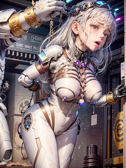 Sci-Fi Cyborg Wears Electronic Helmet for Intense Hentai Pleasure
