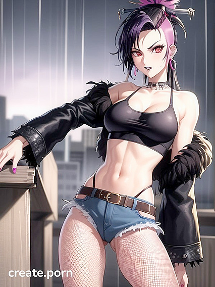 Retro Hentai Fantasy with Armpit Hair and Black Clothing Seduction