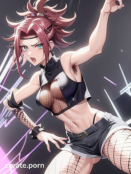 Fingerless Gloves and Piercings Heat Up Spiky-Haired Hentai Action