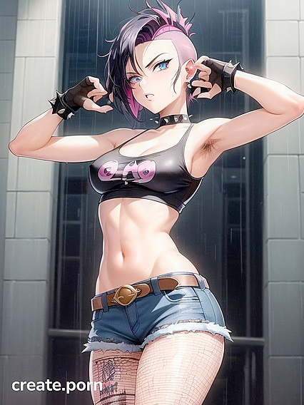 Horny Chick in Fingerless Gloves and Black Outfit Gets Super Horny in Hentai Action