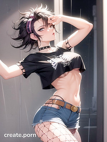 Retro Chick with Armpit Hair in Black Outfit Gets Wild in Hentai Action