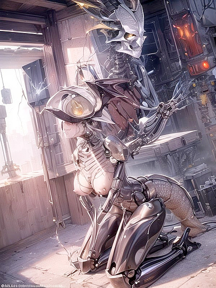 Dragon and Mechanical Body Chimera Fuse in Intense Hentai Pleasure