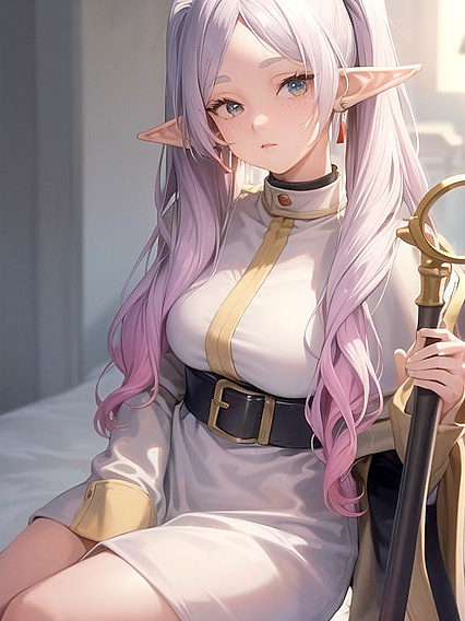 Girl 18+ with Wavy Ombre Hair Wears Oversized Retro Sunglasses in Soft Bokeh Hentai Scenes