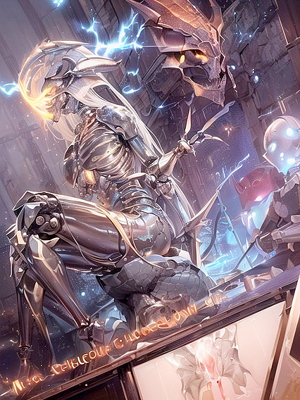 Casting Spells in Dragon Armor with Metal Skeleton Hentai