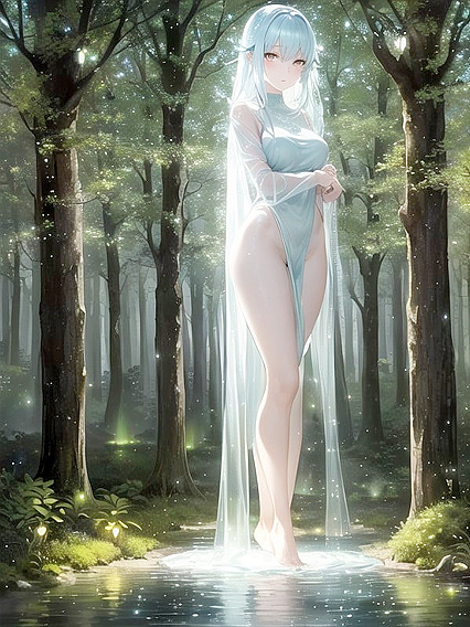 Enchanted Forest at Night: Glowing Flowers Light Her Pleasure Path in Seductive Hentai Scenes