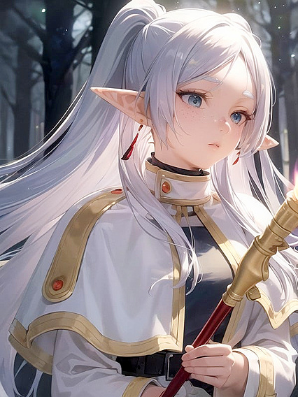 Frieren's Lavender Lips and Delicate Elven Freckles in Seductive Hentai Action